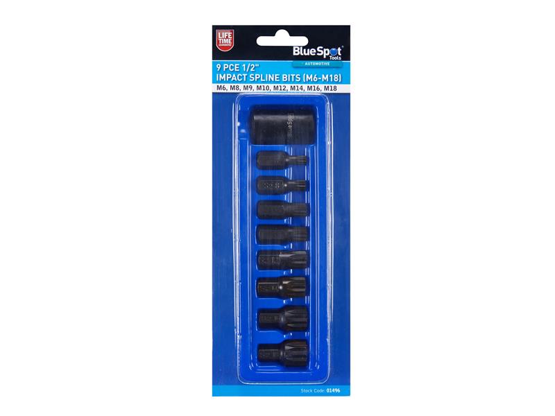 1/2in Impact Spline Bit Set, 9 Piece                                            