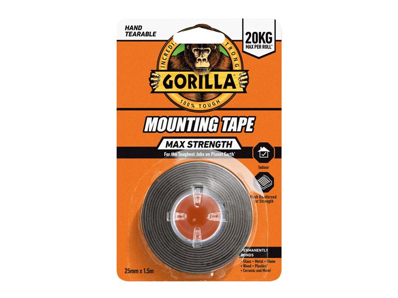 Max Strength Indoor Mounting Tape 25mm x 1.5m Black                             