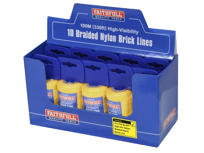 Hi-Vis Nylon Brick Line 100m (330ft) Yellow                                     