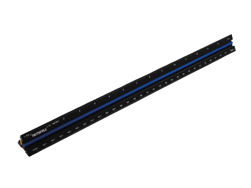 Prestige Tri-Scale Architect Rule Black Aluminium 300mm                         