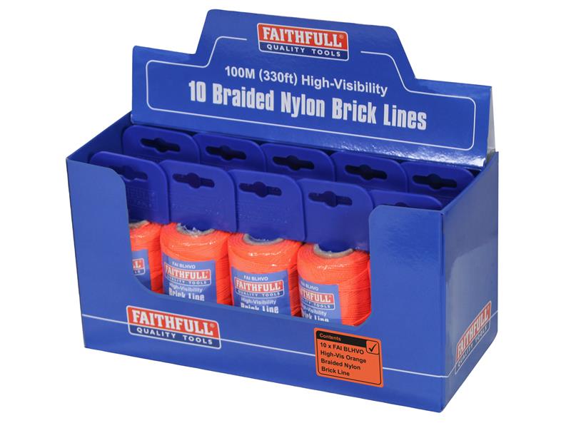 Hi-Vis Nylon Brick Line 100m (330ft) Orange                                     