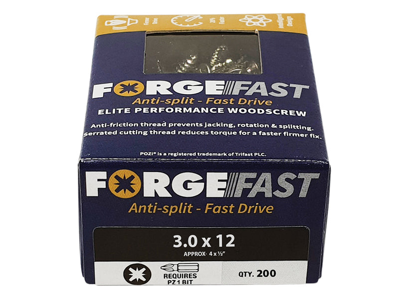 ForgeFast Pozi Compatible Elite Performance Wood Screw ZY 6.0 x 90mm Box 100