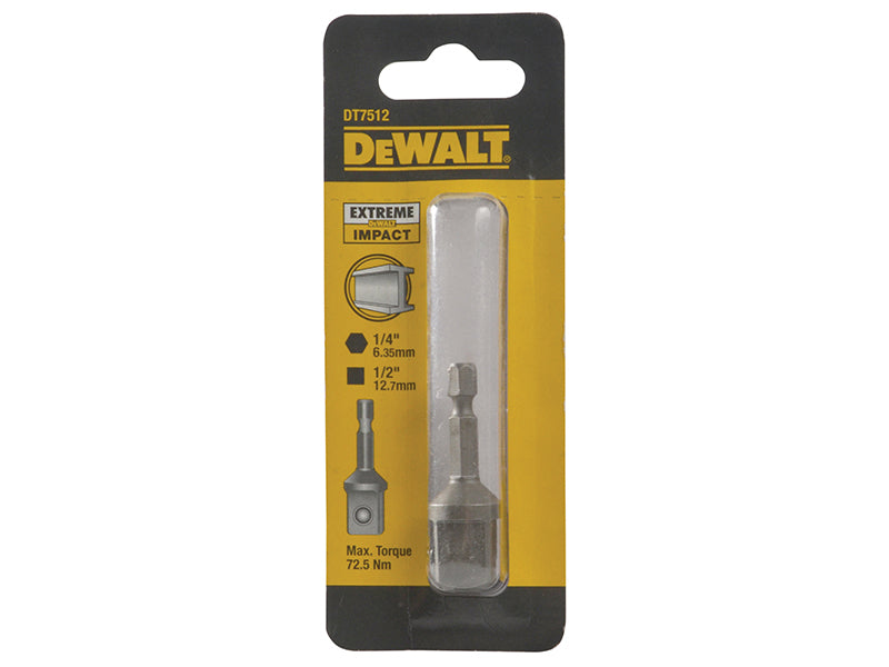 DT7512 1/4in Hex to 1/2in Drive Impact Adaptor                                  