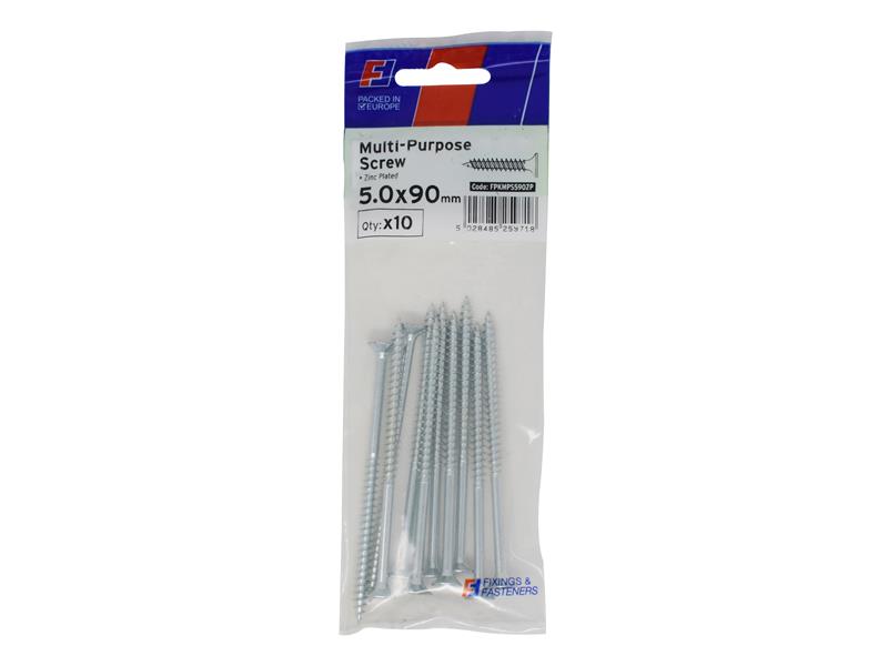 Multi-Purpose Pozi Screw CSK ST ZP 5.0 x 90mm ForgePack 10