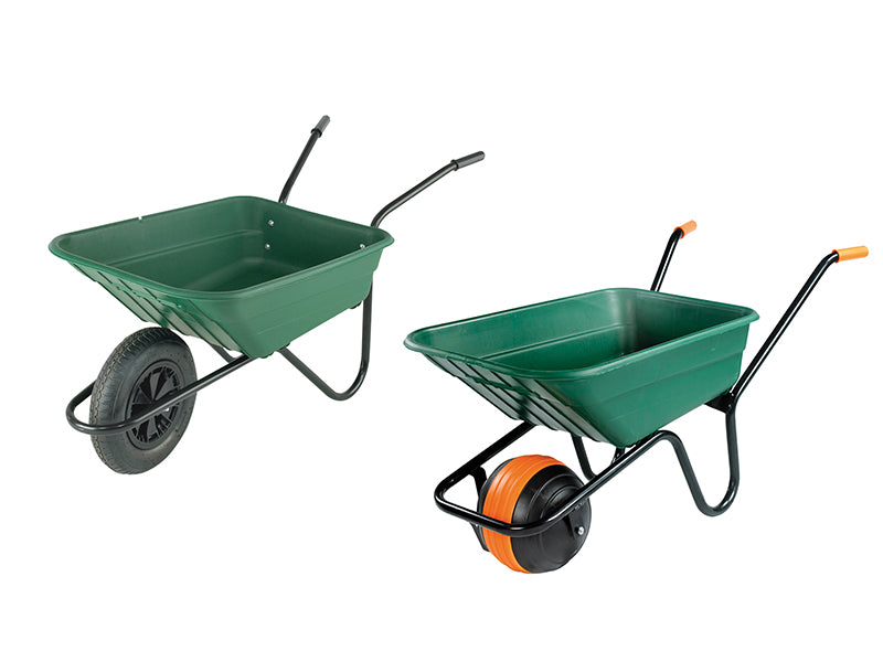 Boxed 90L Green Polypropylene Wheelbarrow