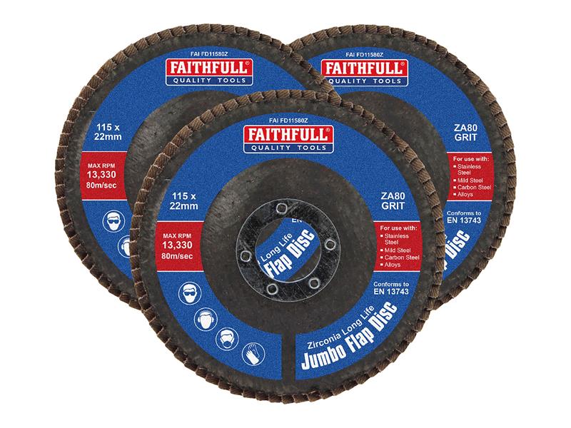 Zirconia Abrasive Jumbo Flap Disc 125 x 22mm Mixed Grit (3 Pack)