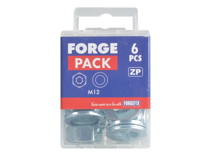 Hexagonal Nuts & Washers ZP M12 ForgePack 6                                     