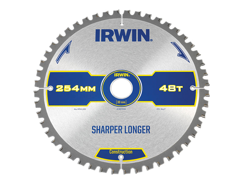 Construction Mitre Circular Saw Blade 254 x 30mm x 48T ATB/Neg                  