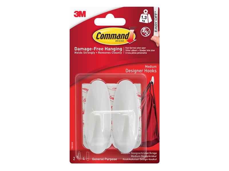 Small White Designer Hooks (Pack 2)