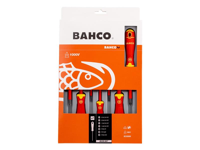 B220.007 BAHCOFIT Insulated Screwdriver Set, 7 Piece                            
