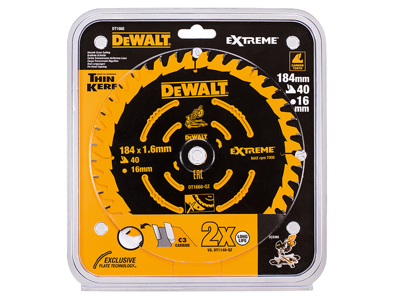 Cordless Mitre Saw Blade For DCS365 184 x 16mm x 40T                            