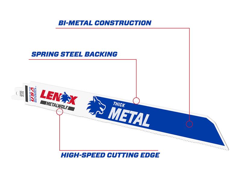 MetalWolf Wave Edge Reciprocating Saw Blade 229 x 25 x 1.1mm 14 TPI (Pack 5)