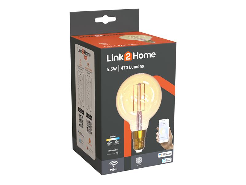 Wi-Fi LED ES (E27) Pear Filament Dimmable Bulb, White 470 lm 4.5W