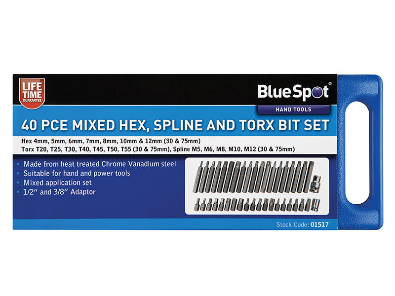 Mixed Hex Spline & TORX Bit Set, 40 Piece                                       