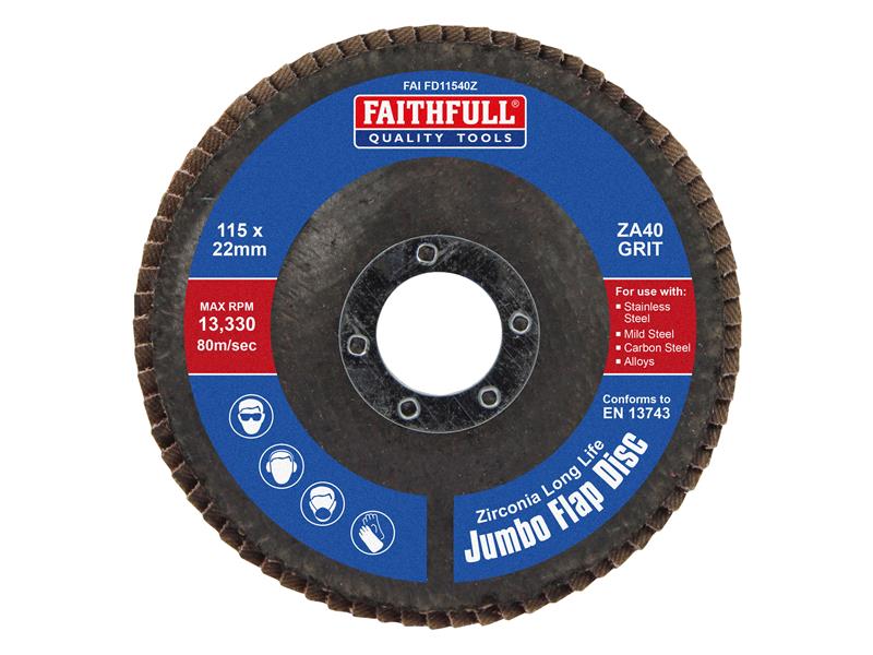 Zirconia Abrasive Jumbo Flap Disc 125 x 22mm Mixed Grit (3 Pack)