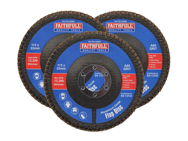 Aluminium Oxide Flap Disc 125 x 22mm Mixed Grit (3 Pack)