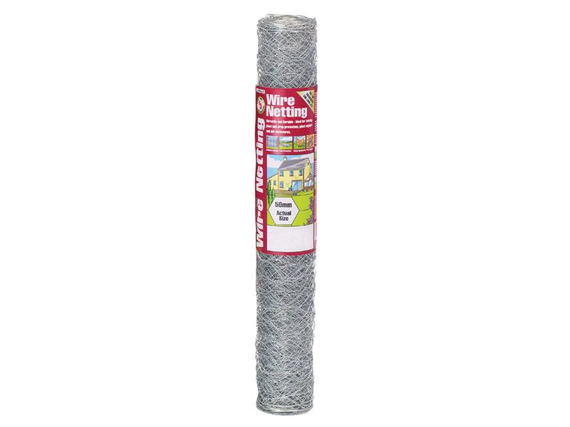 Galvanised Wire Netting 50mm² Hexagon, 10 x 0.6m                                
