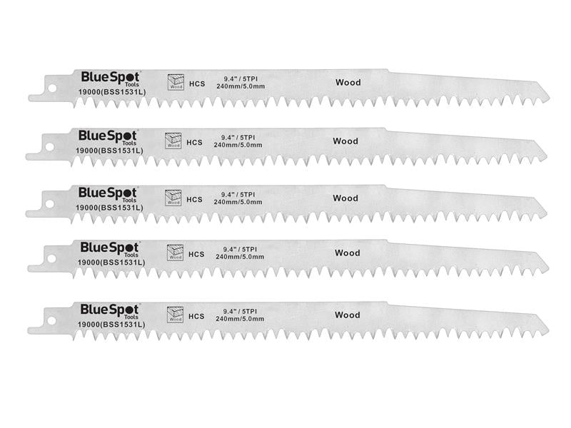HCS Reciprocating Saw Blade 240mm x 5 TPI (Pack 5)                              