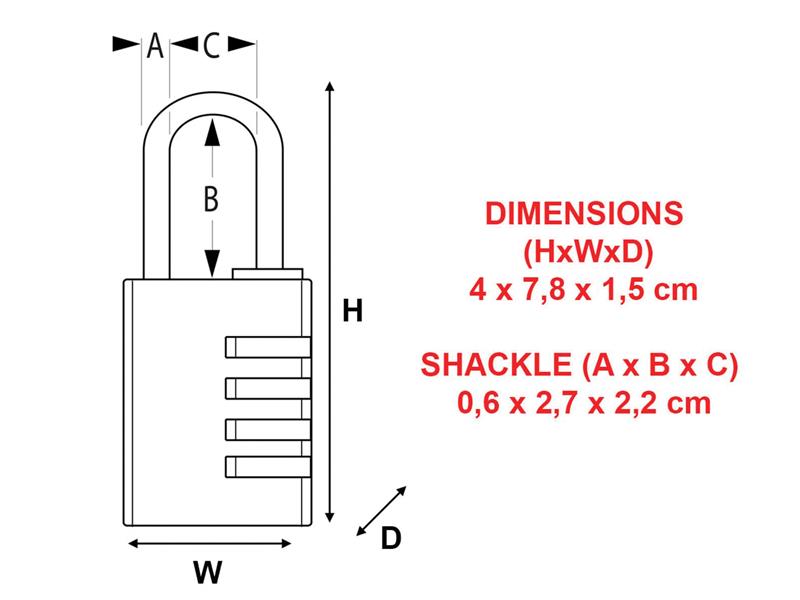 Aluminium 40mm 4-Digit Combination Padlock