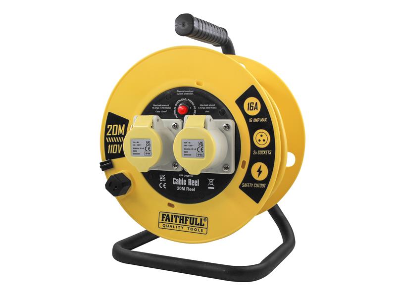 Open Cable Reel 110V 40m 16A 2 Socket (1.5mm Cable)