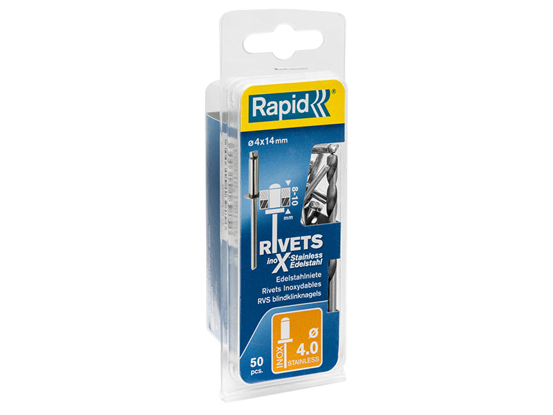 Stainless Steel Rivets 4 x 14mm Blister of 50