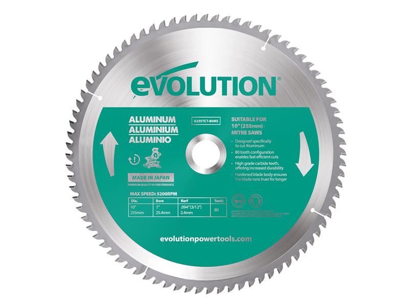 Aluminium Cutting Mitre Saw Blade 255 x 25.4mm x 80T                            