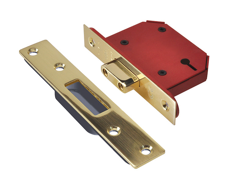 StrongBOLT 2103S 3 Lever Mortice Deadlock Polished Brass 68mm 2.5in Visi
