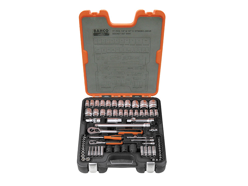 S800 1/4 & 1/2in Drive Socket Set, 77 Piece                                     