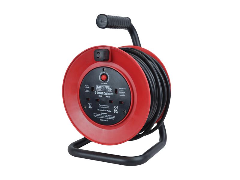 Open Drum Cable Reel 240V 13A 2-Socket 50m