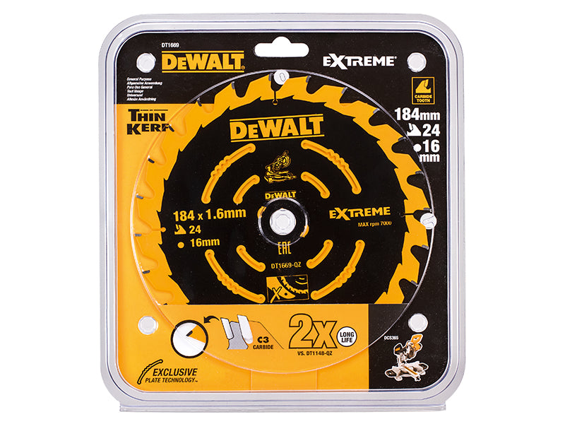 Cordless Mitre Saw Blade For DCS365 184 x 16mm x 24T                            
