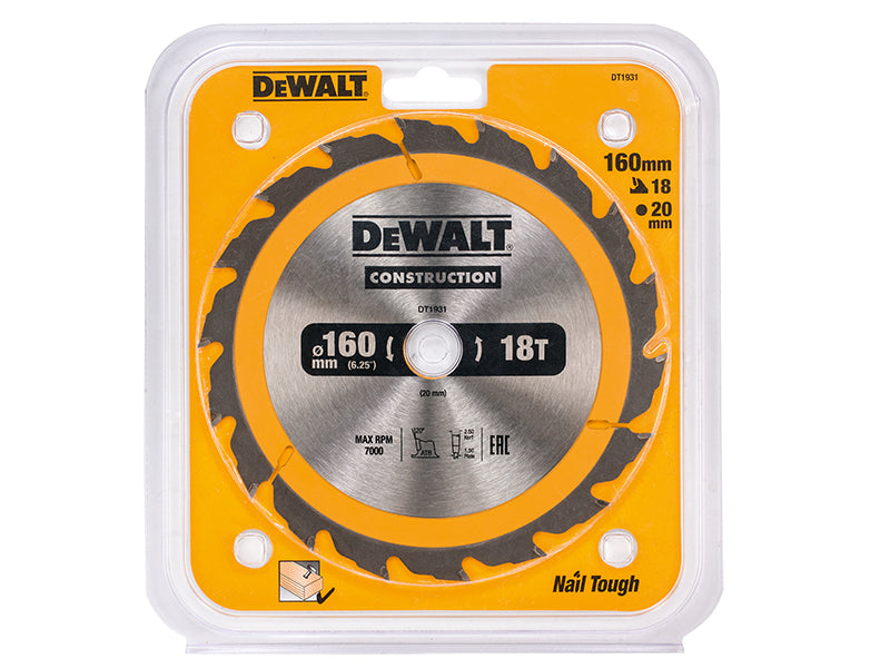 Portable Construction Circular Saw Blade 160 x 20mm x 18T                       