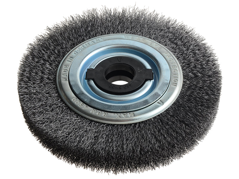 Wheel Brush D250mm x W30-35 x 100 Bore Steel Wire 0.30 + Adaptors Set 4 +1