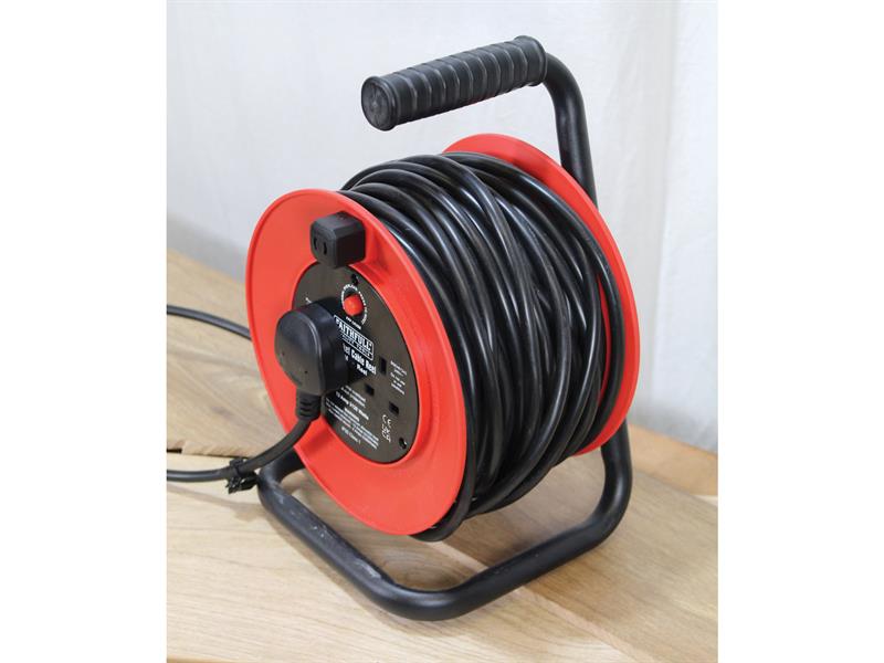 Open Drum Cable Reel 240V 13A 2-Socket 50m