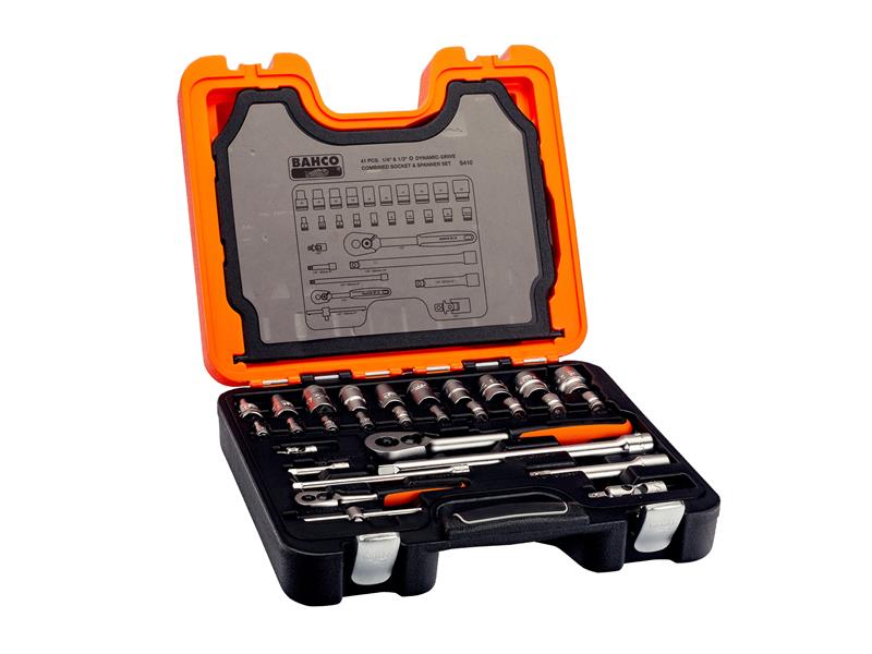 S410 1/4in & 1/2in Drive Socket & Spanner Set, 41 Piece                         