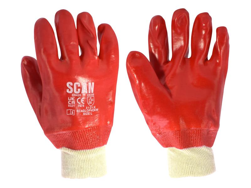 PVC Knitwrist Gloves - L (Size 9)