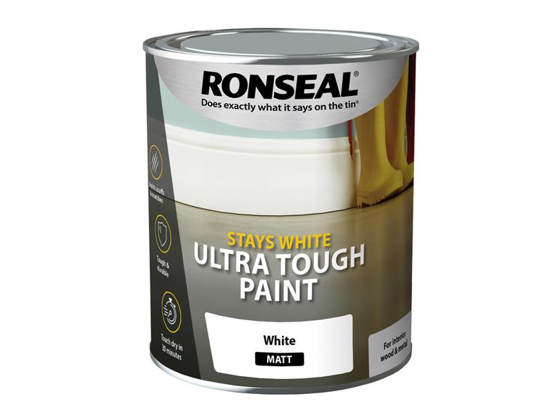 Stays White Ultra Tough Paint Satin White 750ml