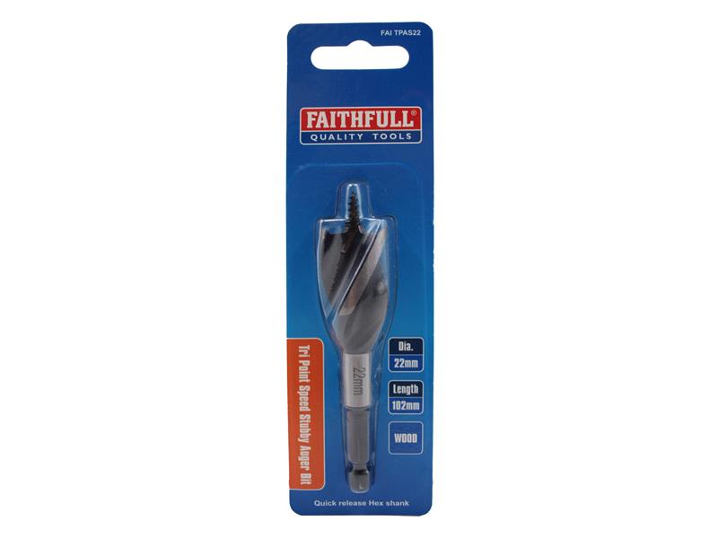 Tri-Point Speed Auger Bit 22mm Stubby                                           