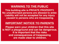 Building Site Warning to Public & Parents - PVC Sign 600 x 400mm