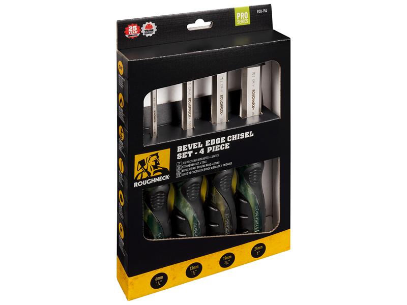 Pro Series Bevel Edge Chisel Set in Canvas Wallet, 5 Piece