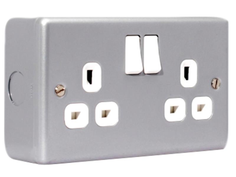 Metal Clad Switched Socket 2-Gang 13A