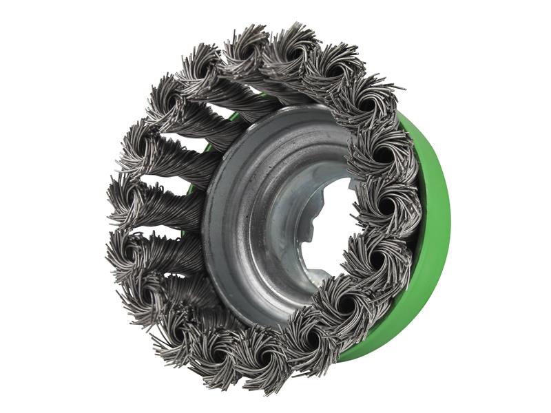 X-LOCK Wire Cup Brush Twist Knot 75mm M14x2, 0.50mm Stainless Steel Wire        