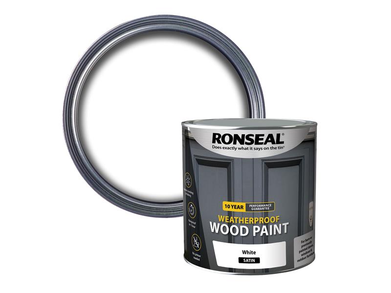 10 Year Weatherproof Wood Paint White Satin 2.5 litre