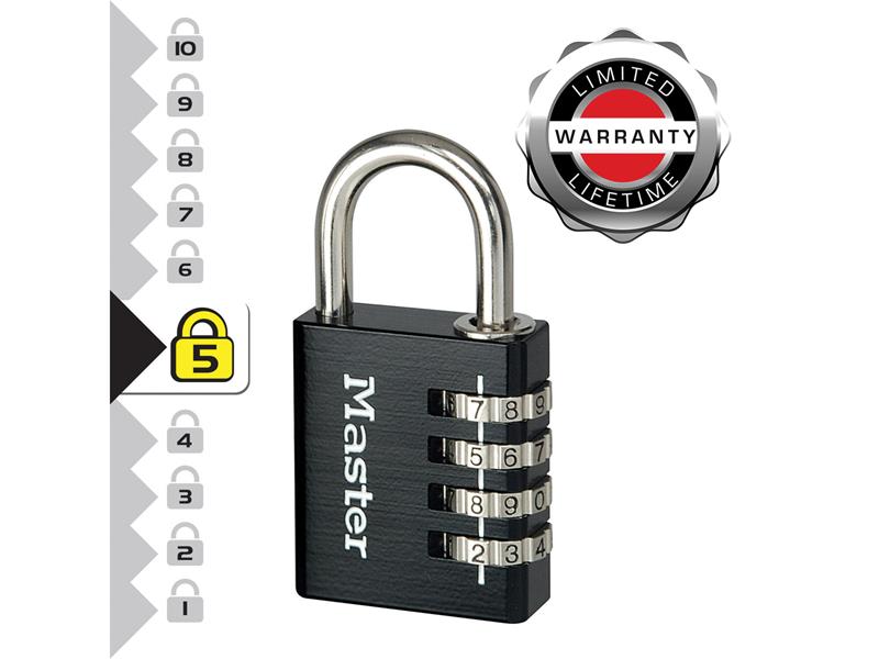 Black Finish 40mm 4-Digit Combination Padlock - 51mm Shackle