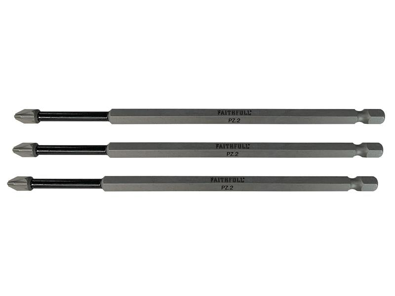 Pozidriv Impact Screwdriver Bits PZ3 x 75mm (Pack 3)