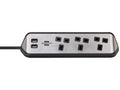estilo Corner Extension Lead 240V 3-Gang 13A Black 2m                           