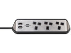 estilo Corner Extension Lead 240V 3-Gang 13A Black 2m                           