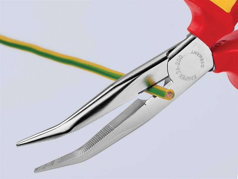 26 26 200 VDE Long Bent Snipe Nose Side Cutting Pliers 200mm                    