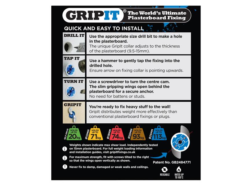 Blue Plasterboard Fixings 25mm (Pack 25)                                        