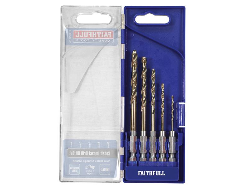 HSSE M35 Cobalt Quick-Change Impact Drill Bit Set, 5 Piece                      