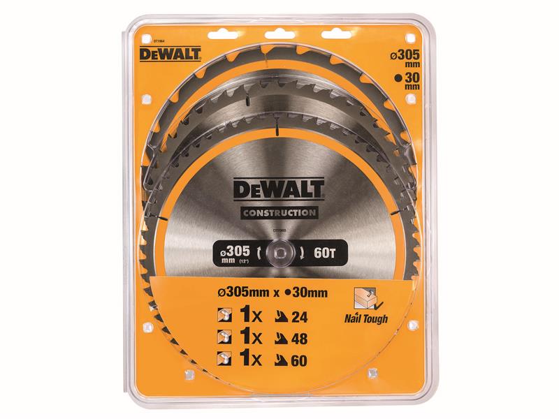DT1964 Construction Circular Saw Blade 3 Pack 305 x 30mm x 24T/48T/60T          